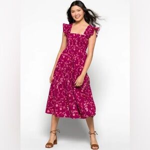 Hill House Home Ellie Nap Dress Burgundy Botanical Poplin XXS